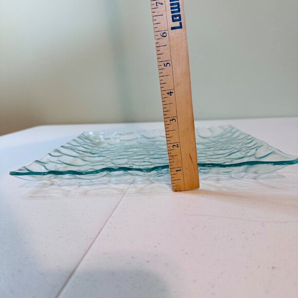 Square Textured Glass Serving Plate 12"x12" By Essential Decor & Beyond Inc. - Picture 5 of 9